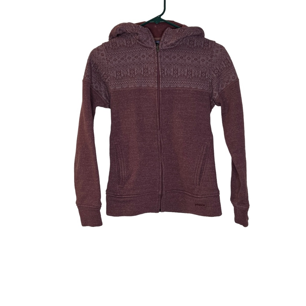 Patagonia XS women’s maroon full zip hooded sweatshirt